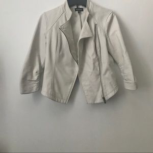 Bebe Off White Leather Jacket